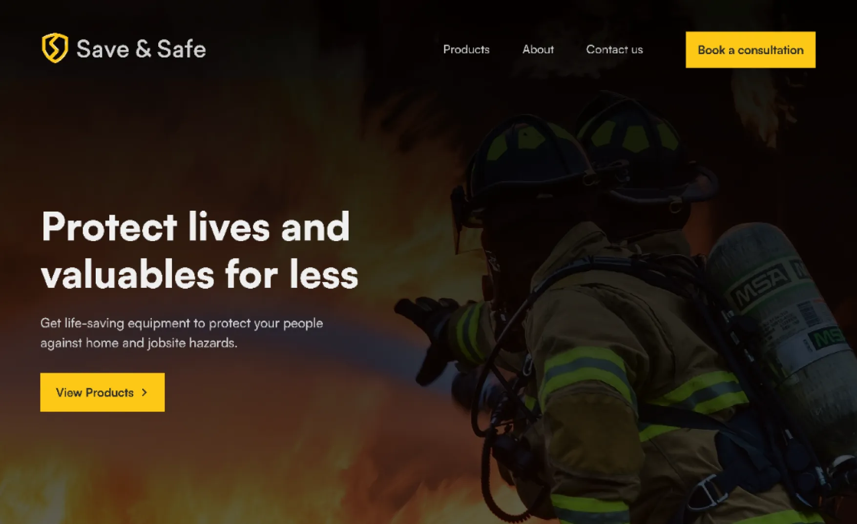 A sample of Save and Safe website homepage